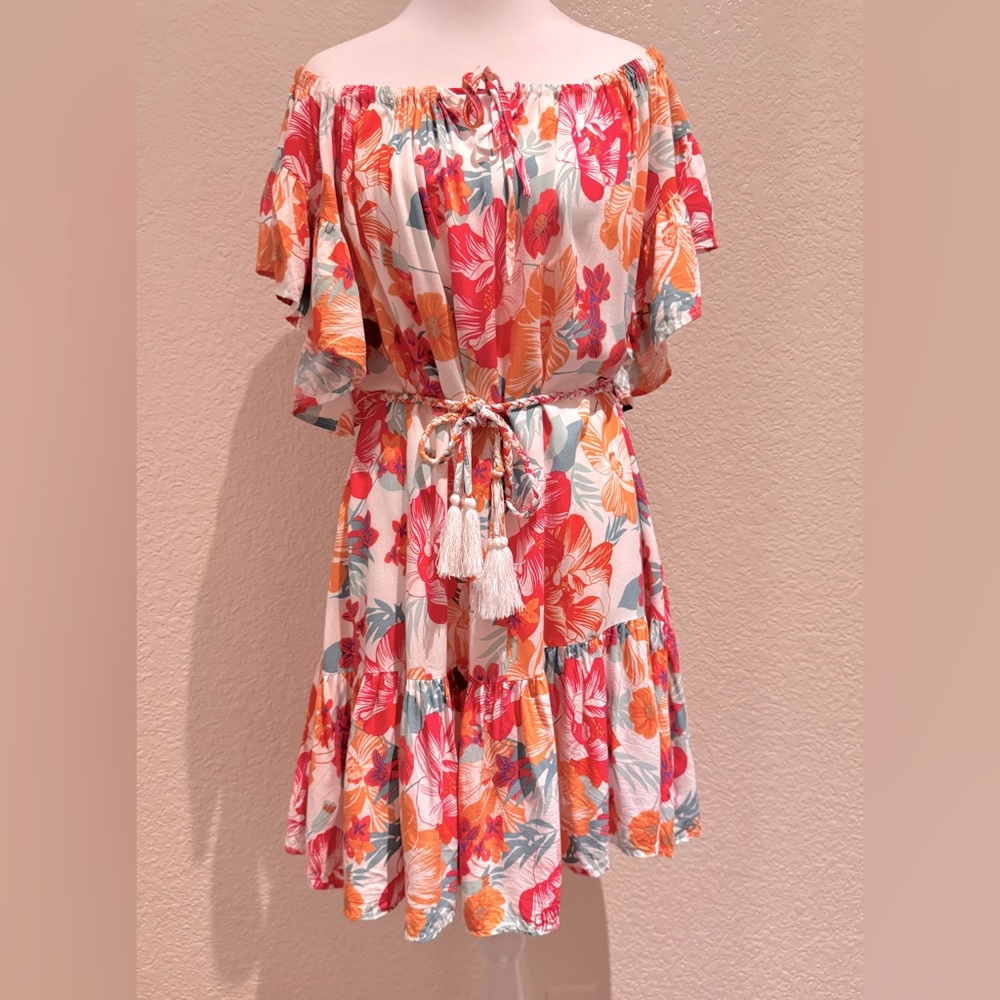 Rachel Zoe Floral Off-The-Shoulder Mini Dress Women’s - Medium - Boho Tropical